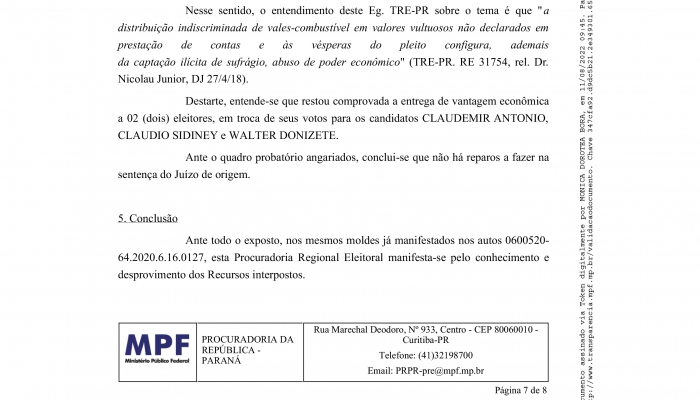 Procuradoria Eleitoral rejeita recurso do prefeito de Tapira cassado por compra de votos